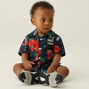 KITH Baby 9-12mo shorts and shirt tropical souvenir stamp print Thompson camp